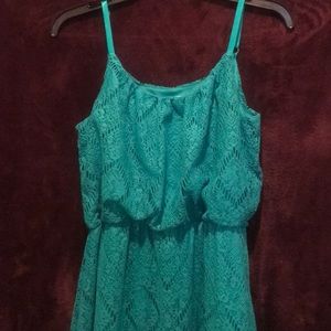 Teal lace maxi dress